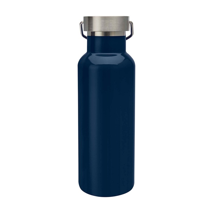 Botella de acero inoxidable reciclado ideal para agua 500ml color azul marino segunda vista trasera Botella de acero inoxidable reciclado ideal para agua 500ml color azul marino segunda vista trasera