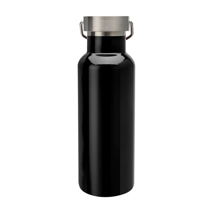 Botella de acero inoxidable reciclado ideal para agua 500ml color negro segunda vista trasera Botella de acero inoxidable reciclado ideal para agua 500ml color negro segunda vista trasera