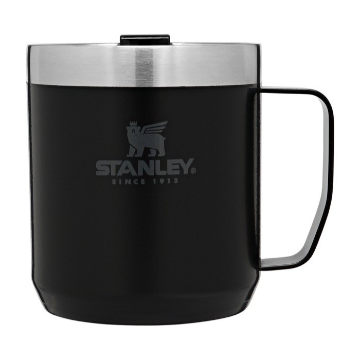 Taza térmica de acero inoxidable y tritán Stanley Classic 350ml color negro segunda vista frontal Taza térmica de acero inoxidable y tritán Stanley Classic 350ml color negro segunda vista frontal