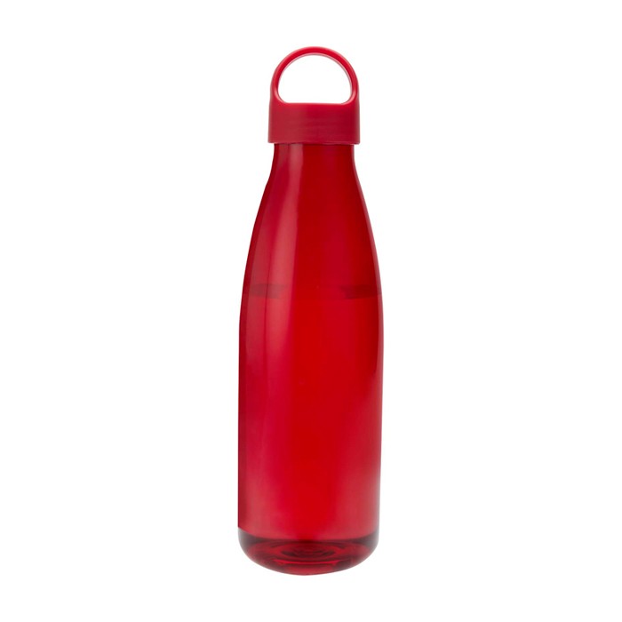 Botella de agua de plástico reciclado con asa de transporte 800ml color rojo segunda vista frontal Botella de agua de plástico reciclado con asa de transporte 800ml color rojo segunda vista frontal
