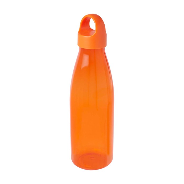 Botella de agua de plástico reciclado con asa de transporte 800ml color naranja segunda vista Botella de agua de plástico reciclado con asa de transporte 800ml color naranja segunda vista