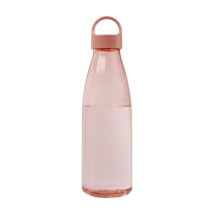 Botella de agua de plástico reciclado con asa de transporte 800ml color rosa pastel segunda vista frontal Botella de agua de plástico reciclado con asa de transporte 800ml color rosa pastel segunda vista frontal