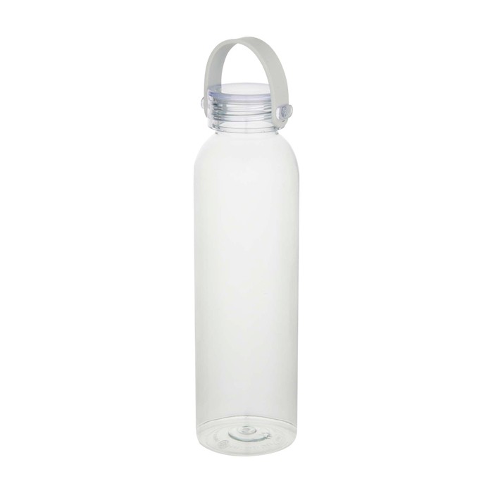Botella de plástico reciclado con asa de silicona en la tapa 630ml color transparente Botella de plástico reciclado con asa de silicona en la tapa 630ml color transparente