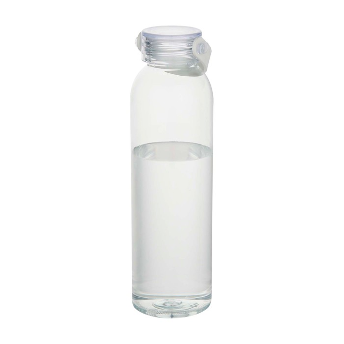 Botella de plástico reciclado con asa de silicona en la tapa 630ml color transparente segunda vista Botella de plástico reciclado con asa de silicona en la tapa 630ml color transparente segunda vista