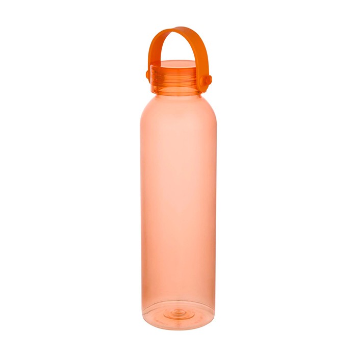Botella de plástico reciclado con asa de silicona en la tapa 630ml color naranja Botella de plástico reciclado con asa de silicona en la tapa 630ml color naranja