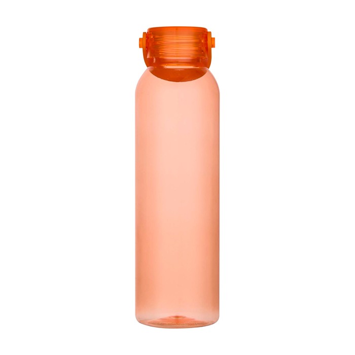 Botella de plástico reciclado con asa de silicona en la tapa 630ml color naranja segunda vista frontal Botella de plástico reciclado con asa de silicona en la tapa 630ml color naranja segunda vista frontal