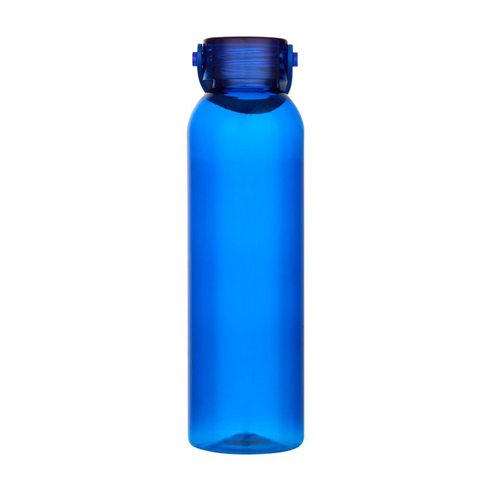 Botella de plástico reciclado con asa de silicona en la tapa 630ml color azul real segunda vista frontal Botella de plástico reciclado con asa de silicona en la tapa 630ml color azul real segunda vista frontal