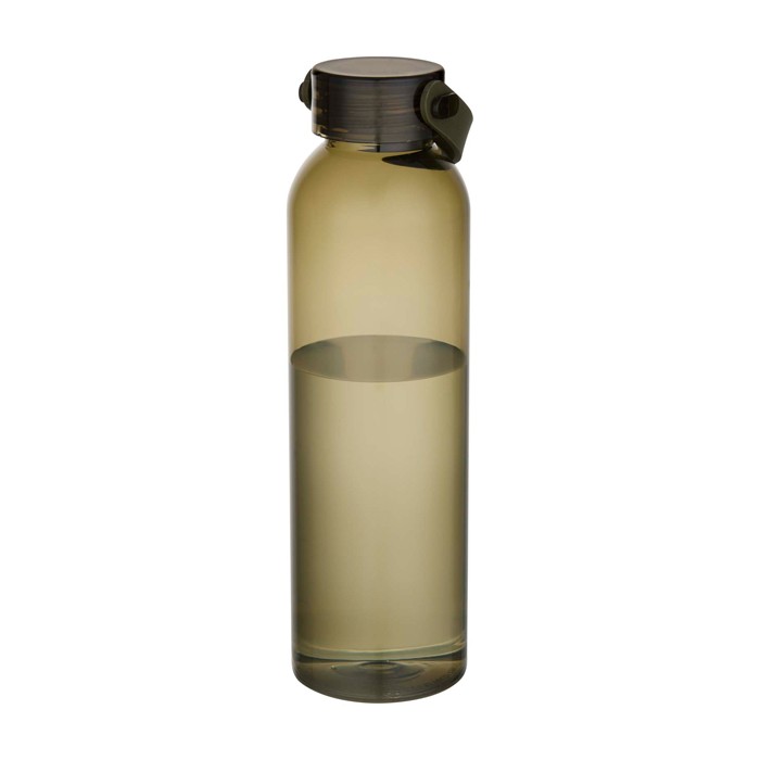 Botella de plástico reciclado con asa de silicona en la tapa 630ml color verde oscuro segunda vista Botella de plástico reciclado con asa de silicona en la tapa 630ml color verde oscuro segunda vista