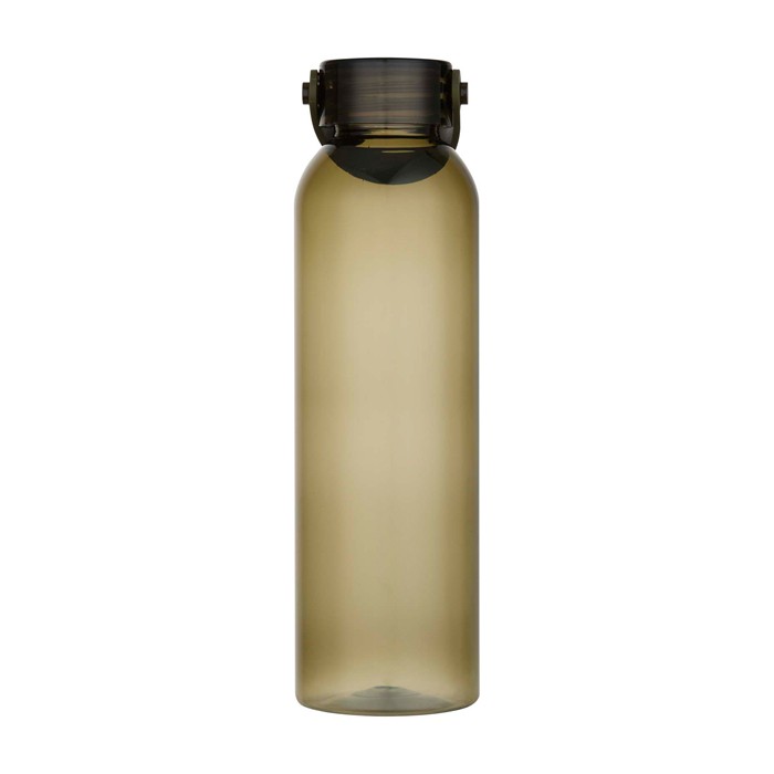 Botella de plástico reciclado con asa de silicona en la tapa 630ml color verde oscuro segunda vista frontal Botella de plástico reciclado con asa de silicona en la tapa 630ml color verde oscuro segunda vista frontal