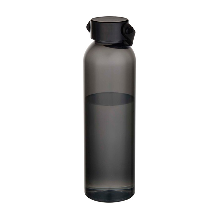 Botella de plástico reciclado con asa de silicona en la tapa 630ml color negro segunda vista Botella de plástico reciclado con asa de silicona en la tapa 630ml color negro segunda vista
