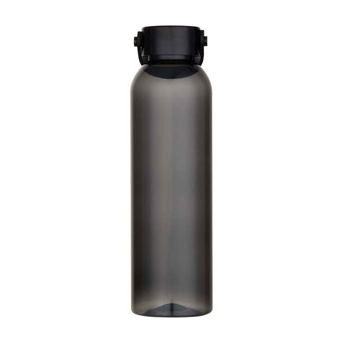 Botella de plástico reciclado con asa de silicona en la tapa 630ml color negro segunda vista frontal Botella de plástico reciclado con asa de silicona en la tapa 630ml color negro segunda vista frontal
