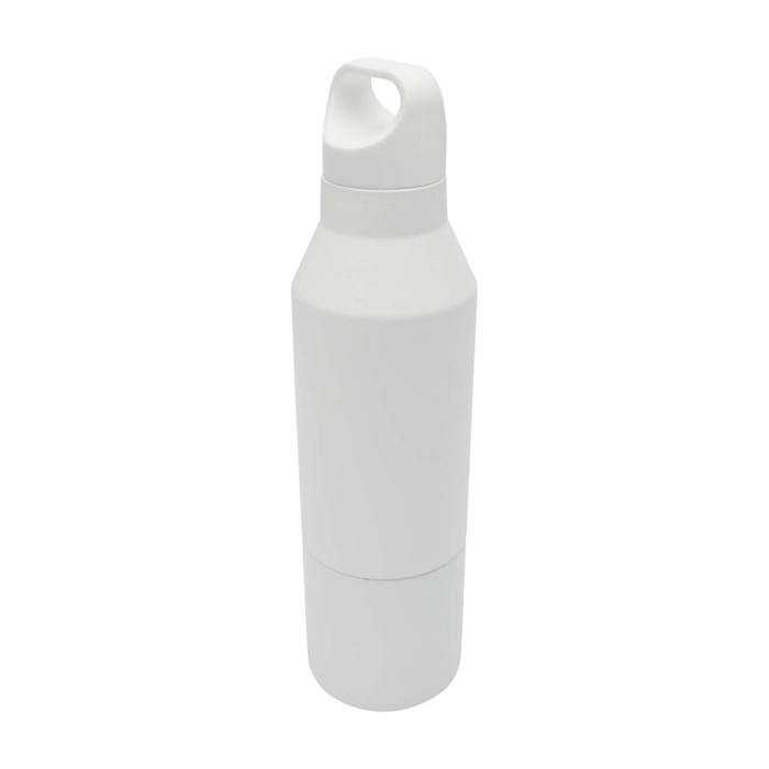 Botella termo de acero inoxidable reciclado con taza extraíble 600ml color blanco Botella termo de acero inoxidable reciclado con taza extraíble 600ml color blanco