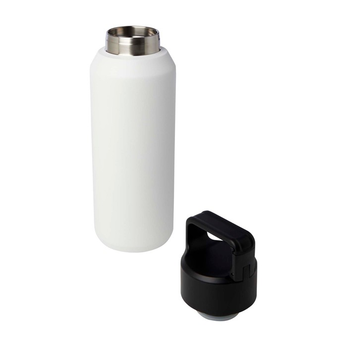 Botella de acero inox reciclado apta para bebidas carbonatadas 600ml color blanco segunda vista Botella de acero inox reciclado apta para bebidas carbonatadas 600ml color blanco segunda vista