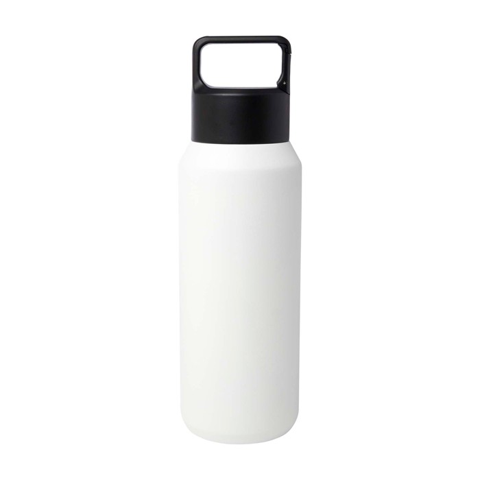 Botella de acero inox reciclado apta para bebidas carbonatadas 600ml color blanco segunda vista frontal Botella de acero inox reciclado apta para bebidas carbonatadas 600ml color blanco segunda vista frontal