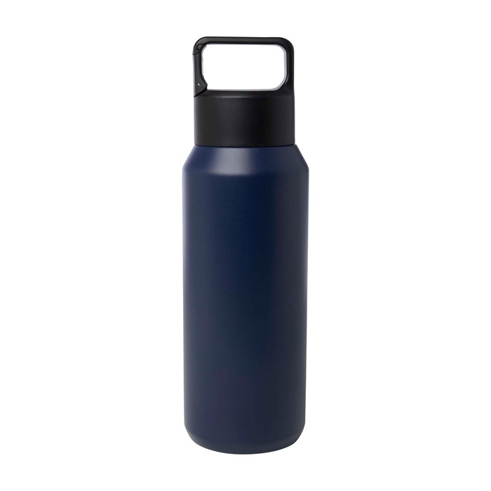 Botella de acero inox reciclado apta para bebidas carbonatadas 600ml color azul marino segunda vista trasera Botella de acero inox reciclado apta para bebidas carbonatadas 600ml color azul marino segunda vista trasera