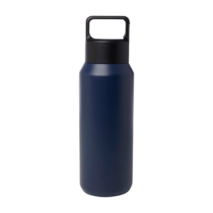 Botella de acero inox reciclado apta para bebidas carbonatadas 600ml color azul marino segunda vista frontal Botella de acero inox reciclado apta para bebidas carbonatadas 600ml color azul marino segunda vista frontal