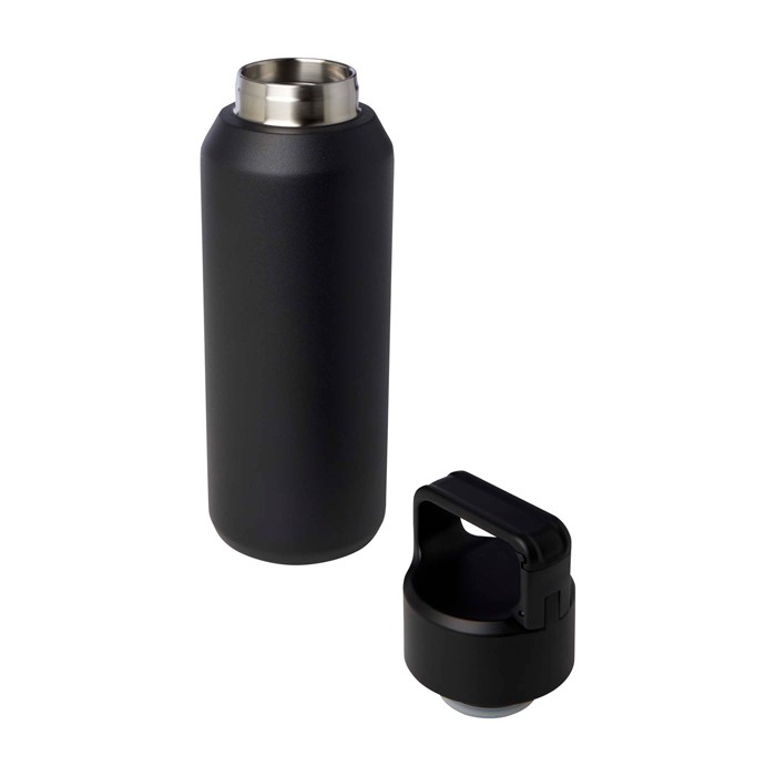 Botella de acero inox reciclado apta para bebidas carbonatadas 600ml color negro segunda vista Botella de acero inox reciclado apta para bebidas carbonatadas 600ml color negro segunda vista