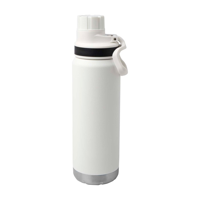 Botella ecológica de doble pared con tapa de rosca antigoteo 700ml color blanco segunda vista frontal Botella ecológica de doble pared con tapa de rosca antigoteo 700ml color blanco segunda vista frontal