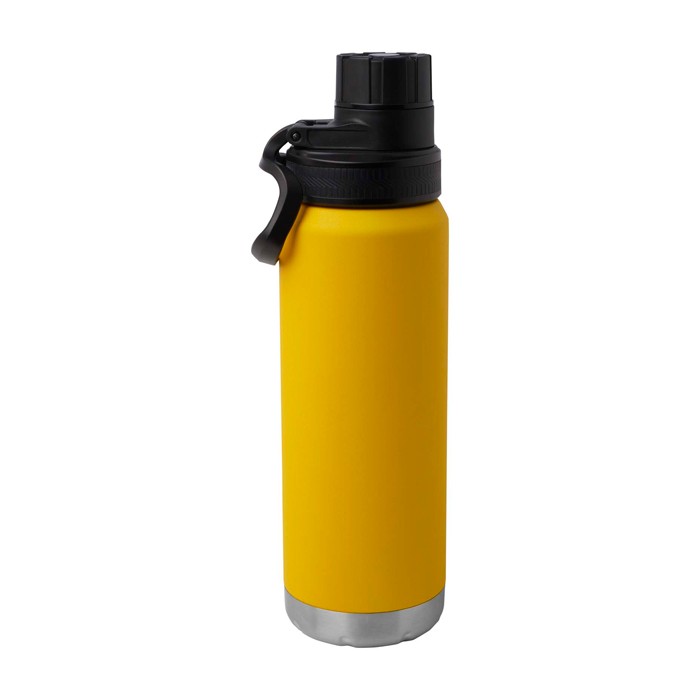 Botella ecológica de doble pared con tapa de rosca antigoteo 700ml color amarillo oscuro segunda vista trasera Botella ecológica de doble pared con tapa de rosca antigoteo 700ml color amarillo oscuro segunda vista trasera