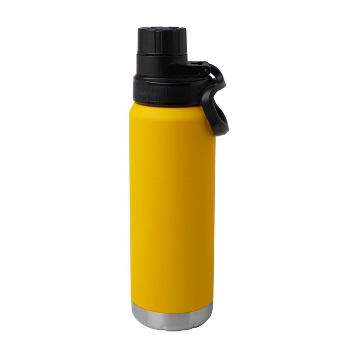 Botella ecológica de doble pared con tapa de rosca antigoteo 700ml color amarillo oscuro segunda vista frontal Botella ecológica de doble pared con tapa de rosca antigoteo 700ml color amarillo oscuro segunda vista frontal