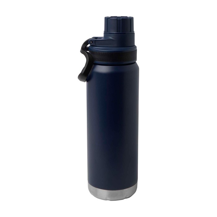Botella ecológica de doble pared con tapa de rosca antigoteo 700ml color azul marino segunda vista trasera Botella ecológica de doble pared con tapa de rosca antigoteo 700ml color azul marino segunda vista trasera