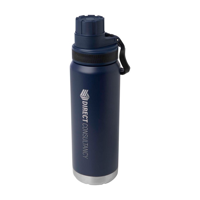 Botella ecológica de doble pared con tapa de rosca antigoteo 700ml color azul marino vista impresa logo 2 Botella ecológica de doble pared con tapa de rosca antigoteo 700ml color azul marino vista impresa logo 2