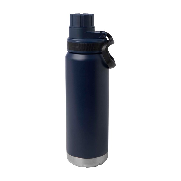 Botella ecológica de doble pared con tapa de rosca antigoteo 700ml color azul marino segunda vista frontal Botella ecológica de doble pared con tapa de rosca antigoteo 700ml color azul marino segunda vista frontal