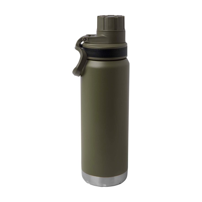 Botella ecológica de doble pared con tapa de rosca antigoteo 700ml color verde oscuro segunda vista trasera Botella ecológica de doble pared con tapa de rosca antigoteo 700ml color verde oscuro segunda vista trasera