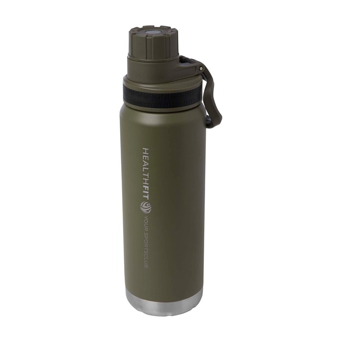 Botella ecológica de doble pared con tapa de rosca antigoteo 700ml color verde oscuro vista impresa logo 2 Botella ecológica de doble pared con tapa de rosca antigoteo 700ml color verde oscuro vista impresa logo 2