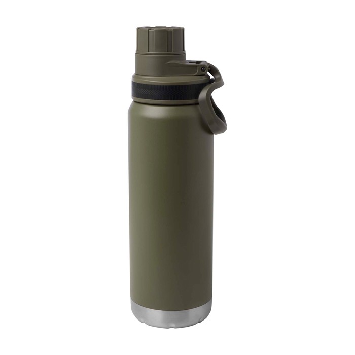 Botella ecológica de doble pared con tapa de rosca antigoteo 700ml color verde oscuro segunda vista frontal Botella ecológica de doble pared con tapa de rosca antigoteo 700ml color verde oscuro segunda vista frontal