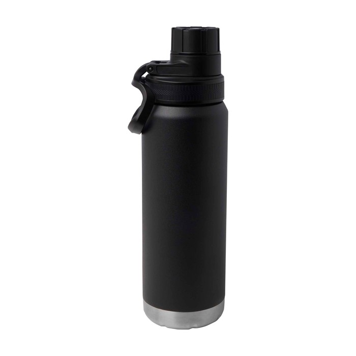 Botella ecológica de doble pared con tapa de rosca antigoteo 700ml color negro segunda vista trasera Botella ecológica de doble pared con tapa de rosca antigoteo 700ml color negro segunda vista trasera