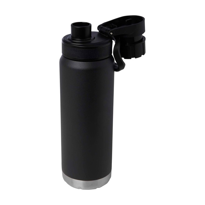 Botella ecológica de doble pared con tapa de rosca antigoteo 700ml color negro tercera vista Botella ecológica de doble pared con tapa de rosca antigoteo 700ml color negro tercera vista