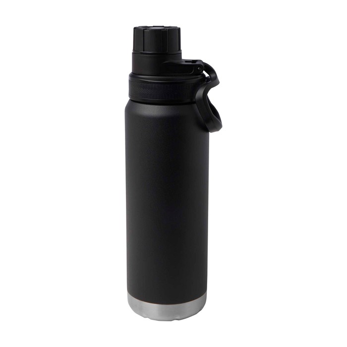 Botella ecológica de doble pared con tapa de rosca antigoteo 700ml color negro segunda vista frontal Botella ecológica de doble pared con tapa de rosca antigoteo 700ml color negro segunda vista frontal