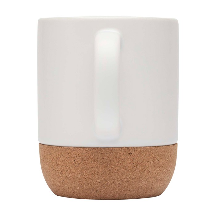 Taza de cerámica en acabado mate y base de corcho 300ml color blanco segunda vista trasera Taza de cerámica en acabado mate y base de corcho 300ml color blanco segunda vista trasera