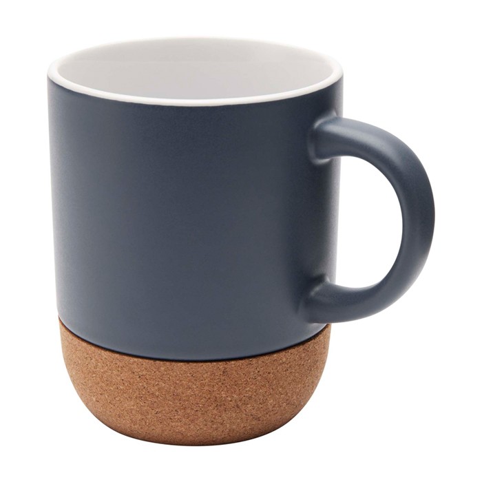 Taza de cerámica en acabado mate y base de corcho 300ml color azul petróleo Taza de cerámica en acabado mate y base de corcho 300ml color azul petróleo