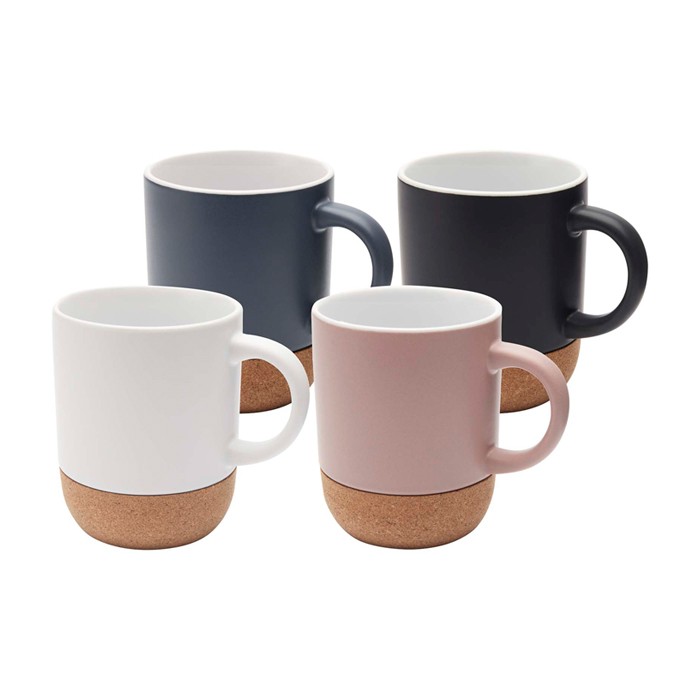 Taza de cerámica en acabado mate y base de corcho 300ml color azul petróleo segunda vista varios colores Taza de cerámica en acabado mate y base de corcho 300ml color azul petróleo segunda vista varios colores