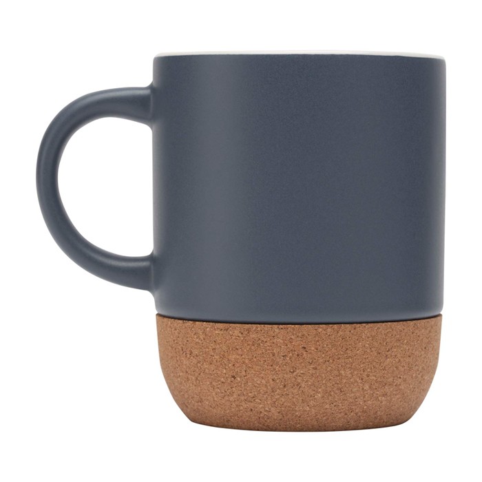 Taza de cerámica en acabado mate y base de corcho 300ml color azul petróleo segunda vista lateral Taza de cerámica en acabado mate y base de corcho 300ml color azul petróleo segunda vista lateral