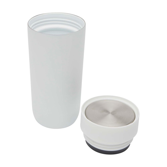 Vaso térmico de acero inoxidable con apertura pulsador 350ml color blanco segunda vista