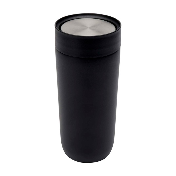 Vaso térmico de acero inoxidable con apertura pulsador 350ml color negro