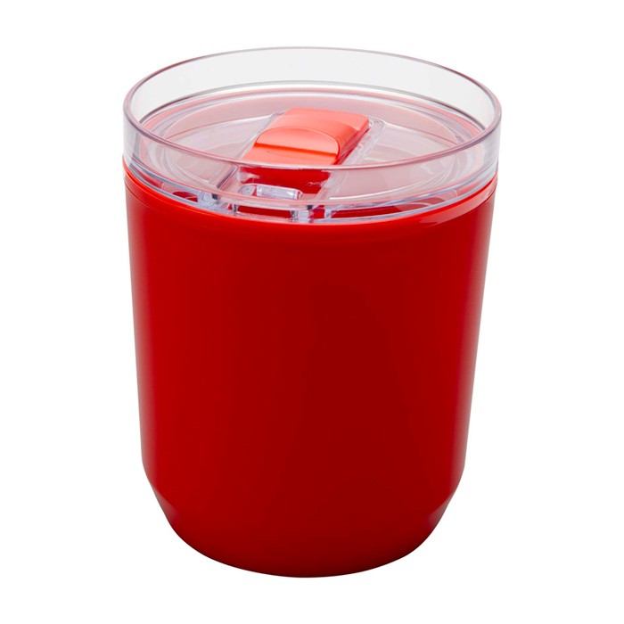 Vaso térmico de plástico reciclado con diseño sencillo 180ml color rojo tercera vista