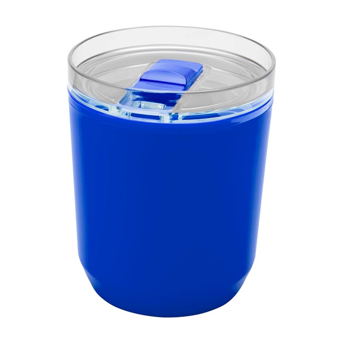 Vaso térmico de plástico reciclado con diseño sencillo 180ml color azul tercera vista