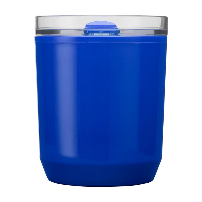 Vaso térmico de plástico reciclado con diseño sencillo 180ml color azul segunda vista frontal