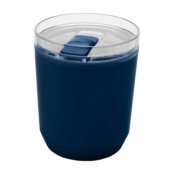 Vaso térmico de plástico reciclado con diseño sencillo 180ml color azul marino