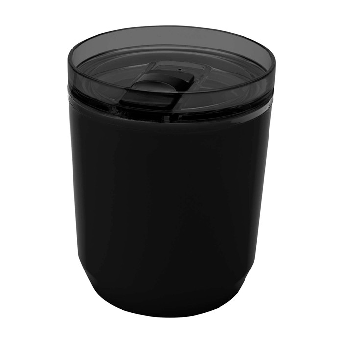 Vaso térmico de plástico reciclado con diseño sencillo 180ml color negro