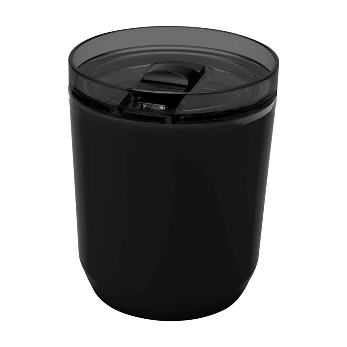 Vaso térmico de plástico reciclado con diseño sencillo 180ml color negro tercera vista