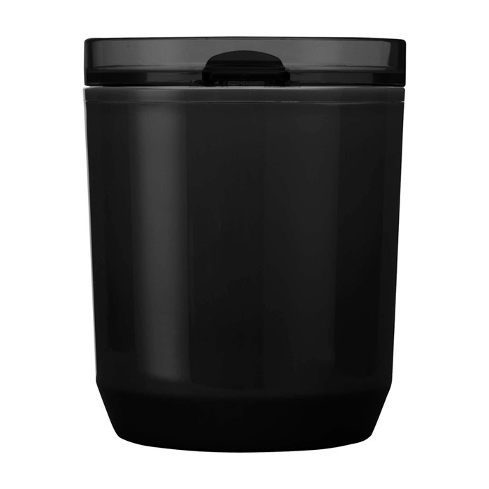 Vaso térmico de plástico reciclado con diseño sencillo 180ml color negro segunda vista frontal