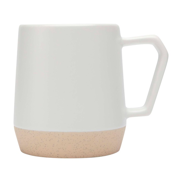 Taza de cerámica con acabado mate y base sin esmaltar 300ml color blanco vista lateral Taza de cerámica con acabado mate y base sin esmaltar 300ml color blanco vista lateral