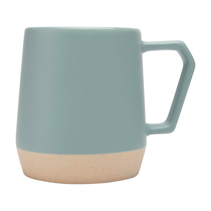 Taza de cerámica con acabado mate y base sin esmaltar 300ml color azul pastel vista lateral Taza de cerámica con acabado mate y base sin esmaltar 300ml color azul pastel vista lateral