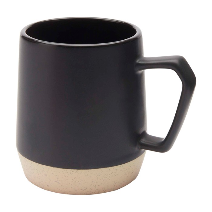 Taza de cerámica con acabado mate y base sin esmaltar 300ml color negro segunda vista Taza de cerámica con acabado mate y base sin esmaltar 300ml color negro segunda vista