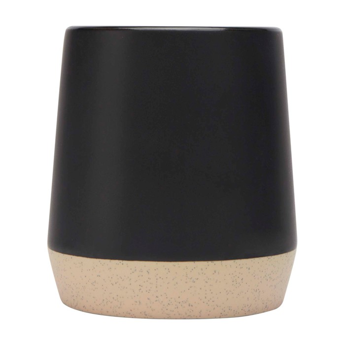 Taza de cerámica con acabado mate y base sin esmaltar 300ml color negro segunda vista frontal Taza de cerámica con acabado mate y base sin esmaltar 300ml color negro segunda vista frontal
